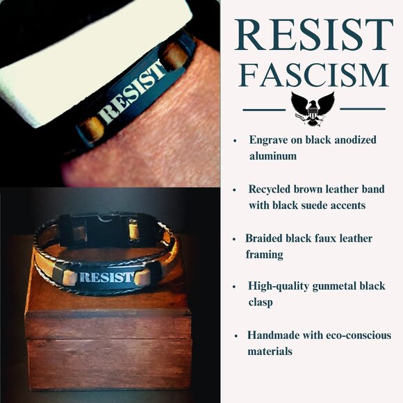 Anti-Trump Unisex Bracelet Patriotic Political Gift for a Combat Veteran. Resist - Picture 1 of 10